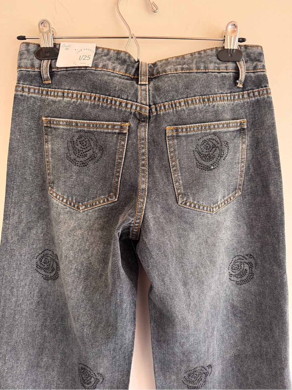 Rose Rhinestone Low Rise Slouchy Jean - Picture 11 of 13
